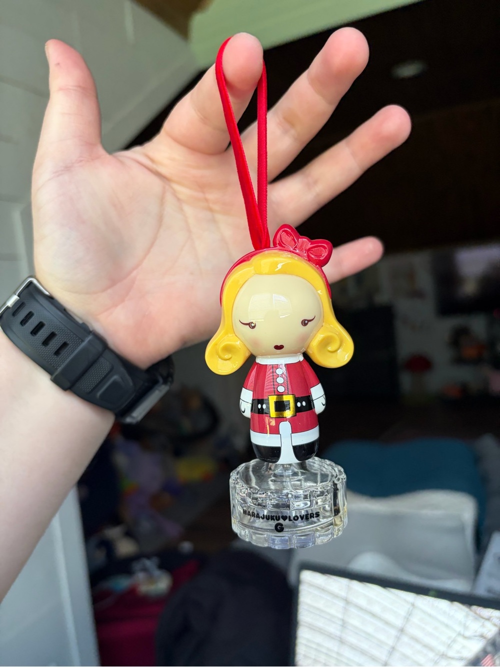 Harajuku Lovers Red and Yellow Festive Girl Hanging Ornament